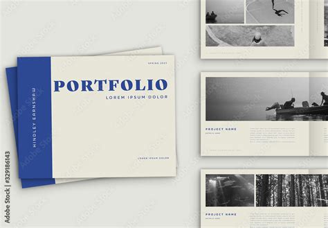 Portfolio Book Layout with Blue Accents สต็อกเทมเพลต | Adobe Stock