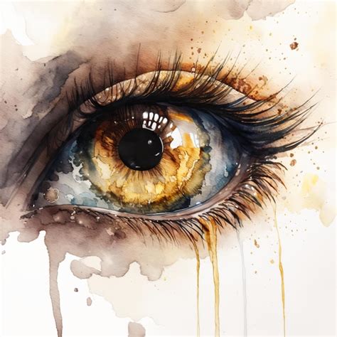 Premium Photo | Beautiful brown eye. ink and watercolor drawing