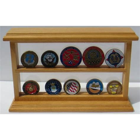 Challenge Coin Display Case Standing Showcase, Solid Wood, COIN10-OA ...