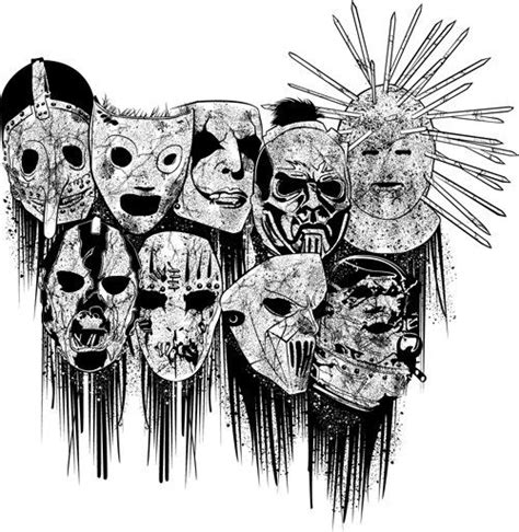 Slipknot Masks. | Slipknot tattoo, Metal drawing, Music artwork