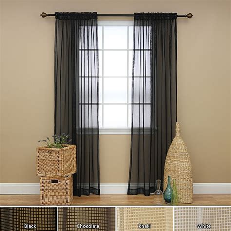 Mesh Rod Pocket 84-inch Curtain Panel Pair - Overstock™ Shopping ...