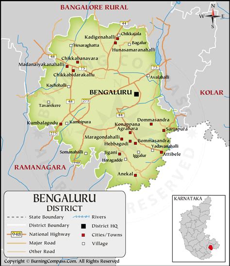 Bengaluru District Map, Karnataka, India