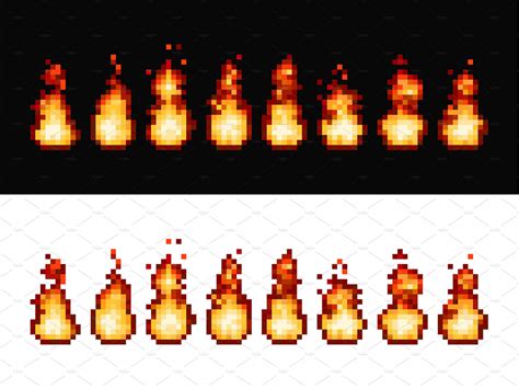 Fire flame pixel animation sprites by Vector Tradition SM on Dribbble