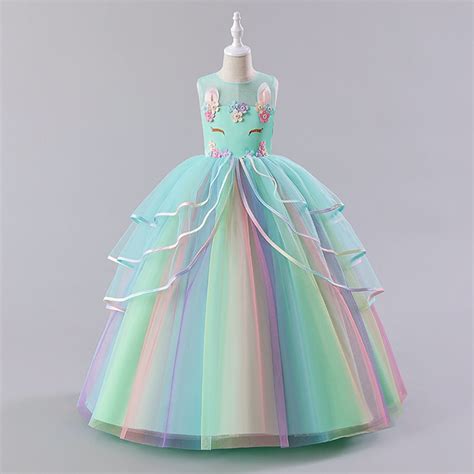 HAWEE Girls Unicorn Princess Dress Fancy Party Costume Dress up Wedding ...