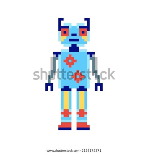 Robot Pixel Art Style On White Stock Vector (Royalty Free) 2136172371 ...