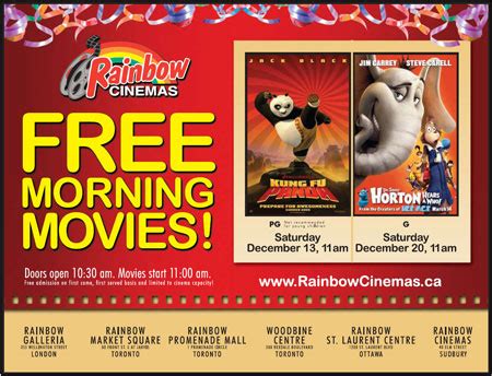 Rainbow Cinemas Canada: Free Morning Movies | Canadian Freebies ...