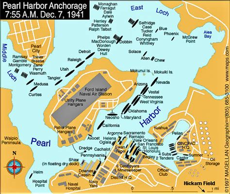 Pearl Harbor Anchorage Map Dec 7, 1941