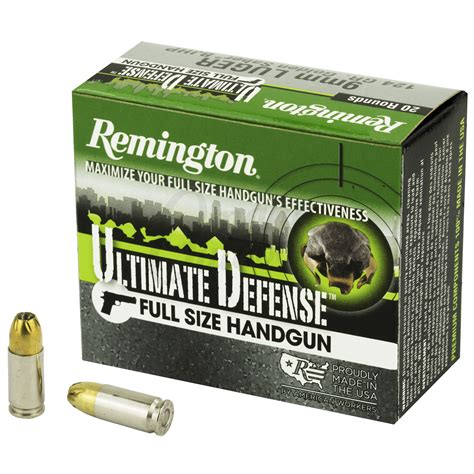 Remington Ultimate Defense 9mm Ammo 124 Grain Brass JHP 20 Rounds ...