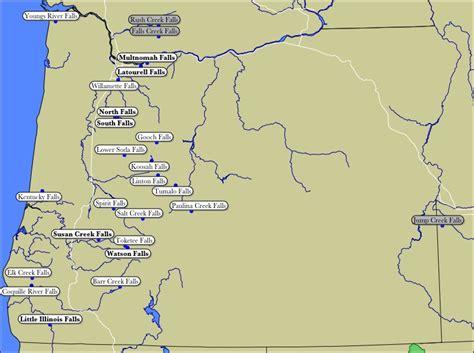 Map of Oregon WaterFalls