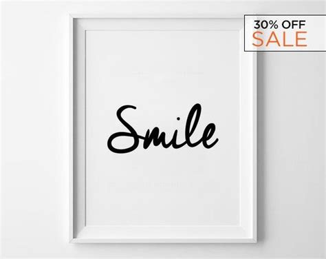 Smile Typography Poster Black and White Art Handwriting - Etsy ...