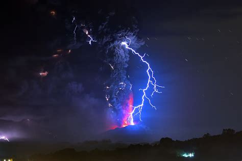 Real Volcanoes Erupting With Lightning