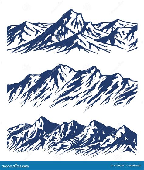 Set of Mountain Range Silhouettes Stock Vector - Illustration of ...