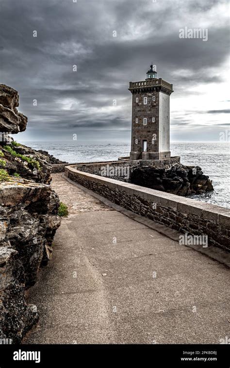 Lighthouse Phare De Kermorvan At Village Le Conquet At The Finistere ...