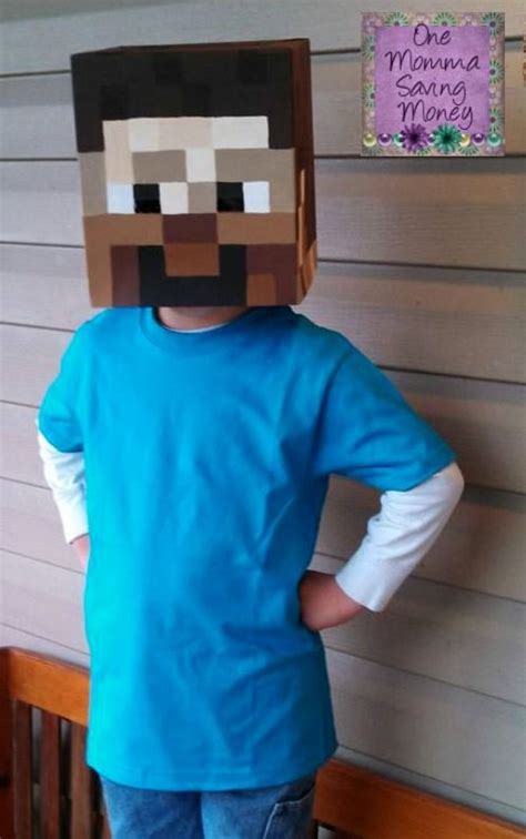 #Homemade #Minecraft Steve Halloween Head Costume | Boredom busters for ...