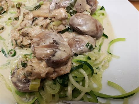 Mushroom Tuna Casserole Cream sauce served over Zoodles : r/ketorecipes