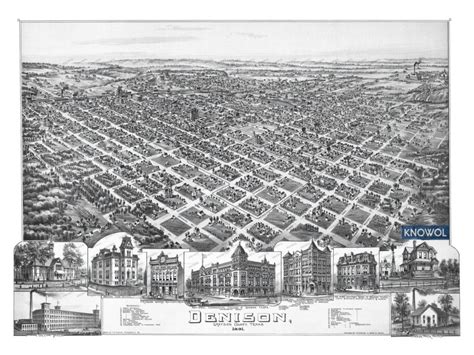 Beautifully restored map of Denison, Texas from 1891 - KNOWOL