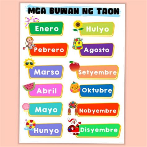 Mga Buwan ng Taon Filipino Tagalog Laminated Chart A4 Size | Shopee ...