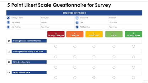 5 Point Likert Scale Questionnaire For Survey | Presentation Graphics ...