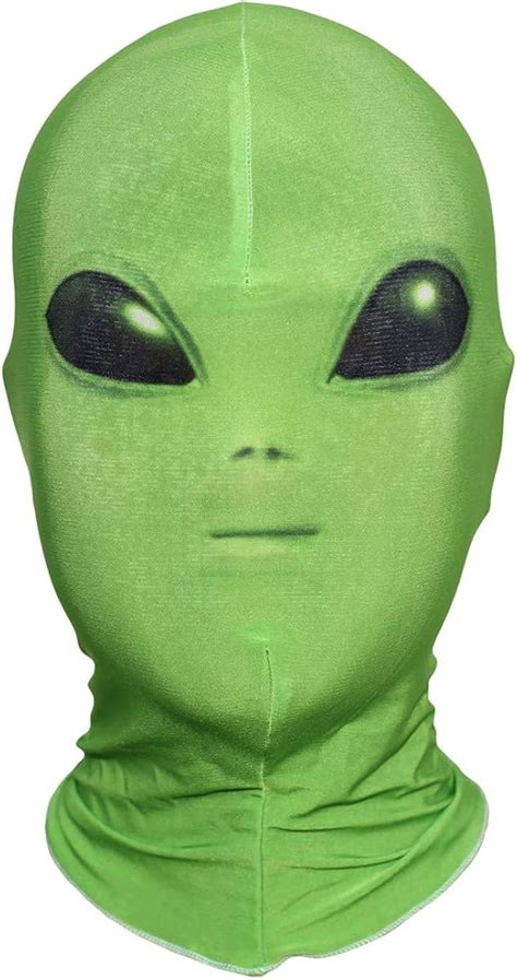 Amazon.com: Green Alien Face Hood Halloween Cosplay Pretend Game Funny ...