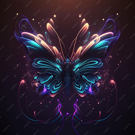 Premium Photo | Abstract neon light butterfly artwork design digital ...