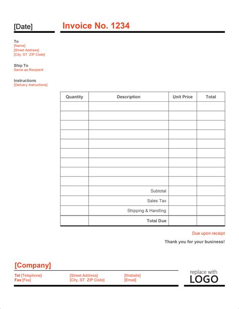 Ms excel invoice templates - rewaalpine