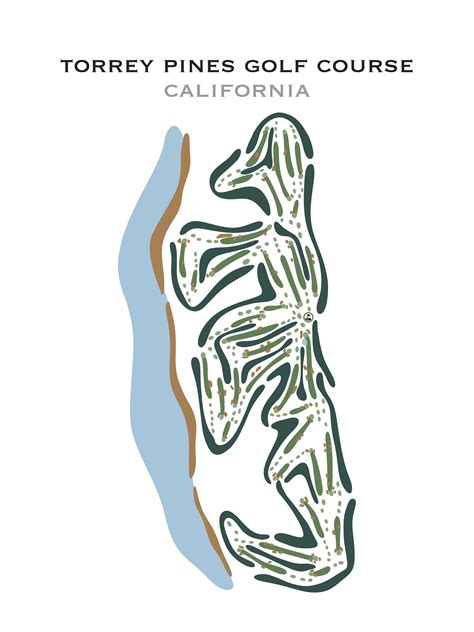 Torrey Pines Golf Course CA golf Course Mapgolf Wall Art - Etsy