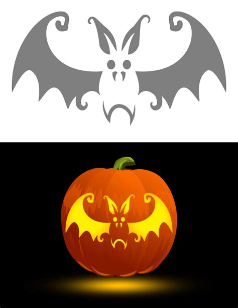 Printable Whimsical Bat Pumpkin Stencil | Halloween pumpkin carving ...