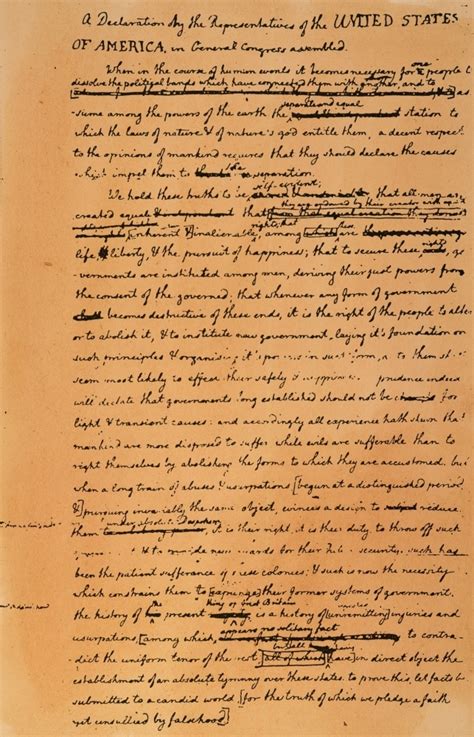 Declaration Of Independence Nthe First Page Of Thomas Jefferson'S Rough ...