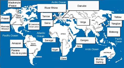 6 Free Printable World River Map - [Outline]