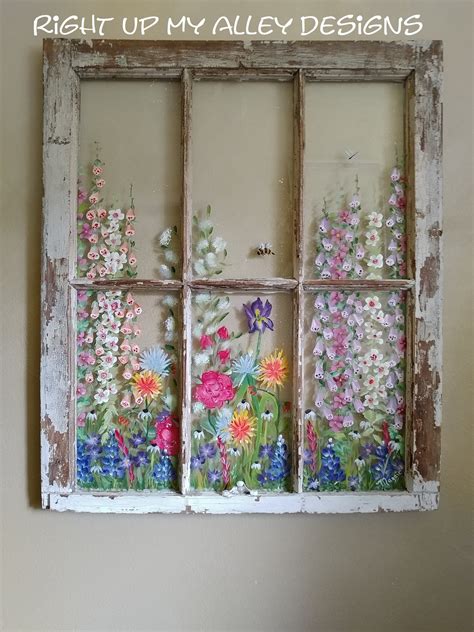 Old Window Wall Art Ideasvintage Window Floral Paneunique - Etsy Canada