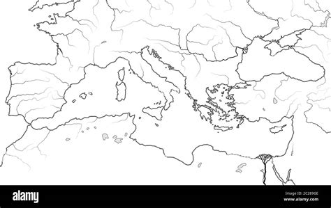 World Map of MEDITERRANEAN REGION: Southern Europe, Middle East, North ...