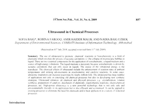 (PDF) Sonochemistry and its industrial applications