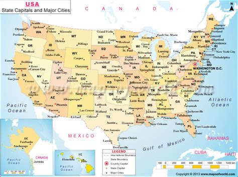 Usa Map With Capitals And Major Cities | Zip Code Map