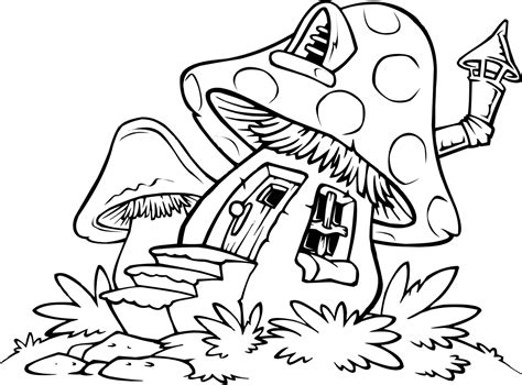 Mushroom House Coloring Pages Coloring Pages