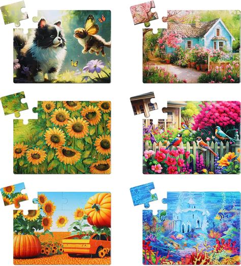 Libima 6 Pack Large Piece Puzzles for Seniors Dementia Puzzles ...