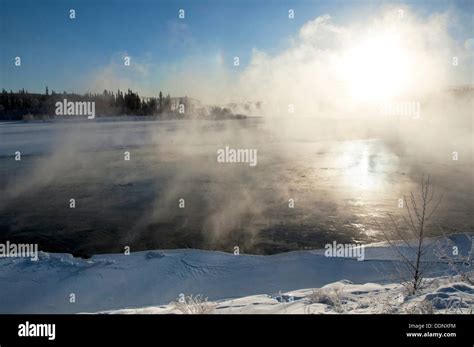 Yukon River, winter, Whitehorse, Yukon, Canada Stock Photo, Royalty ...