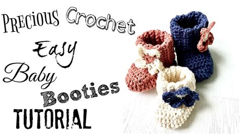 Easy Crochet Baby Booties Tutorial - YouTube