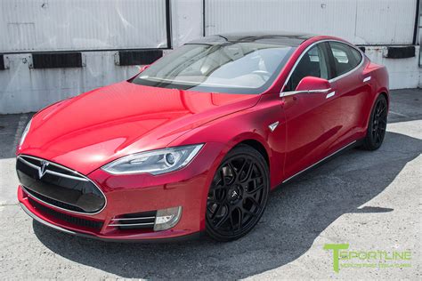 Red Multi-Coat Tesla Model S 1.0 with Matte Black 21 inch TS117 Forged ...