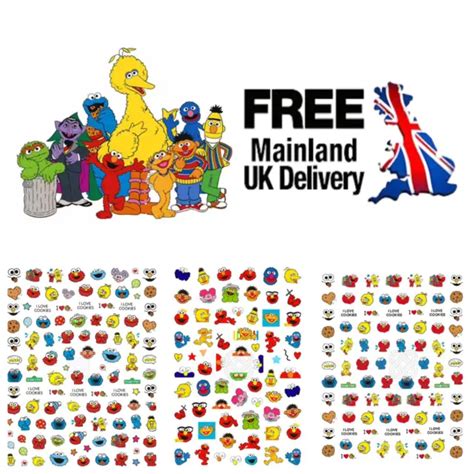 NAIL ART STICKERS Self-adhesive Sesame Street Cartoon Characters Elmo ...