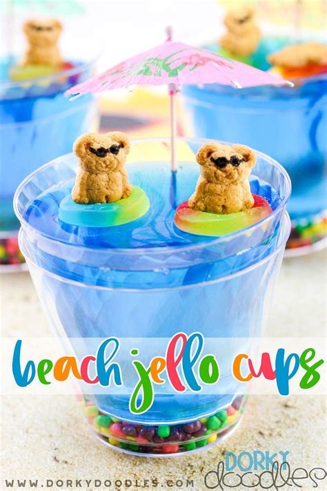 Beach Party Jello Cup Snacks | Fun kids food, Kids snacks, Pool party ...