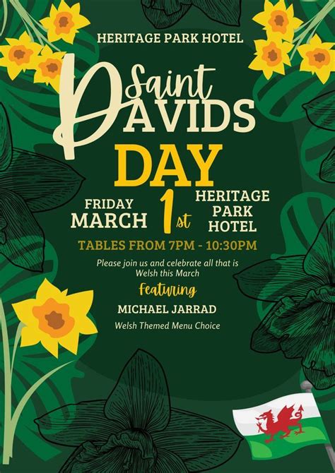 St Davids Day Dinner and Entertainment, Heritage Park Hotel, Pontypridd ...