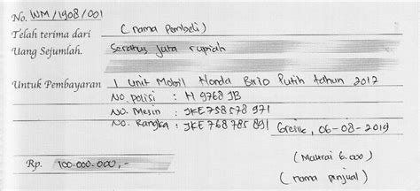 Contoh Kwitansi Penjualan Motor - IMAGESEE