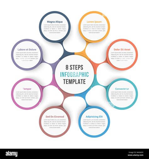 Circle diagram infographic template with eight steps or options ...