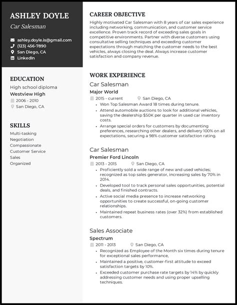 7 Car Salesman Resume Examples [& Templates]