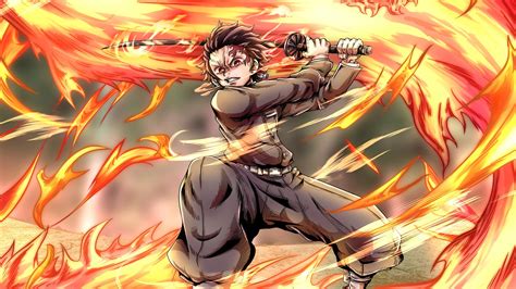 Tanjiro Flame Demon Slayer Anime Wallpaper 4k HD ID:9119