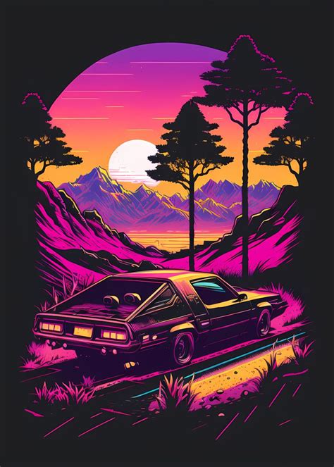 'Retro wave Car 80s' Poster, picture, metal print, paint by Adryan Baba ...