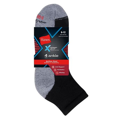 Hanes - Hanes Men's X-Temp Ankle Socks, 4 Pack - Walmart.com - Walmart.com