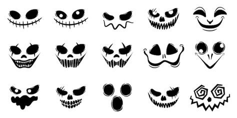 Premium Vector | Horror and scary faces halloween vector set silhouette