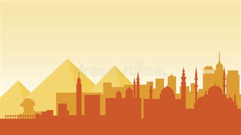 Cairo Skyline, Monochrome Silhouette. Stock Vector - Illustration of ...