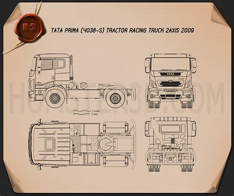 Tata Prima Tractor Racing Truck 2009 Blueprint - Hum3D